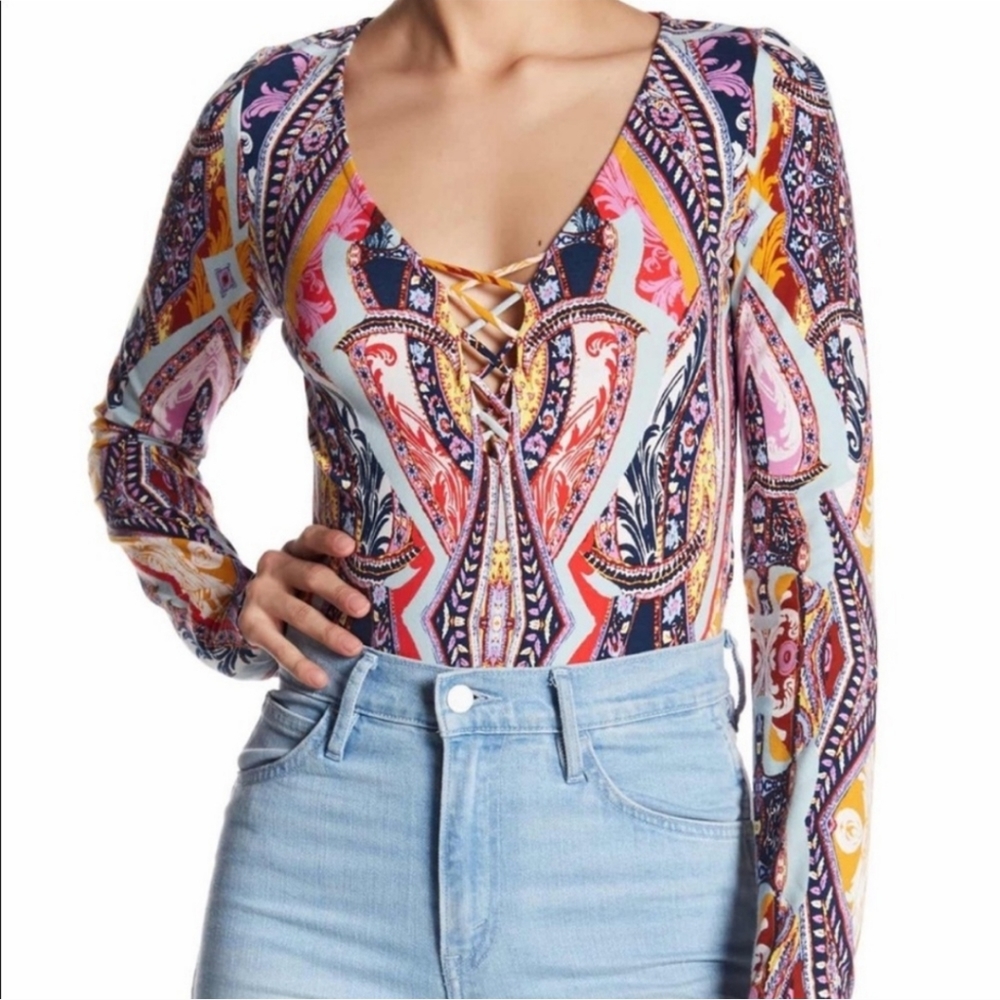 Free People Pick A Place Paisley Bodysuit